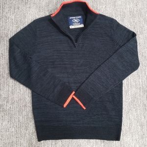 Amongst Others Medium Navy and Orange Quarter Zip Sweater